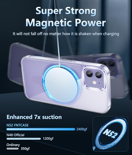 Image of FNTCASE for iPhone 12 Case Clear: iPhone 12 Pro Case Magnetic Phone Cases Compatible with Magsafe Slim Anti Yellowing Military Grade Drop Rugged Protective Transparent Cell Phone Cover (D-Purple)