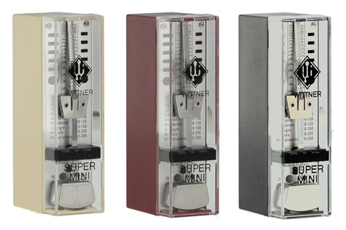 Wittner Metronom Taktell Super-Mini Serie 880 - Kunststoffgehäuse - Ohne Glocke - Rubinrot - Mechanisch zum Aufziehen - Keine Batterien erforderlich - Made in Germany
