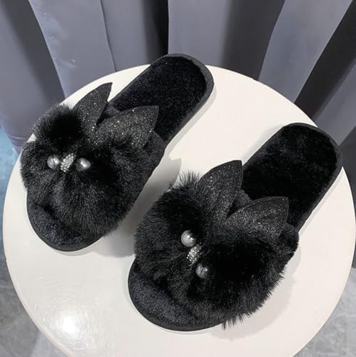 Women's Fuzzy Cute Cat Slippers Fun Animal Shoes Comfortable Plush Warm House Slippers Bedroom Wear for Men2