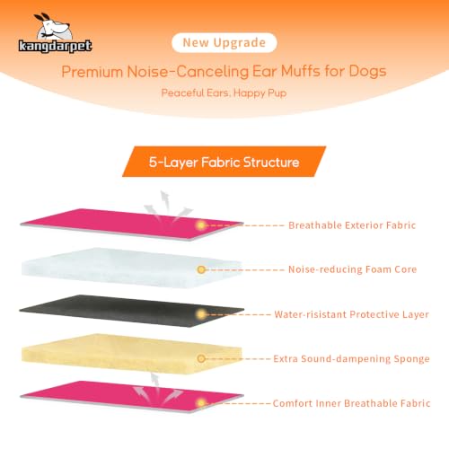 Image of Dog Ear Cover for Anxiety Relief & Hematoma, Bathing, Drying, Swim, Adjustable No Shake Ear Wrap for Noise Protection, Firework, Grooming (Fuchsia, M(Head Size:14 inch-19 inch))