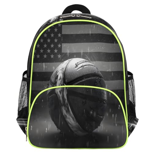 Sac à dos école garçon motif ballon basket 3D drapeau américain pour voyage enfant