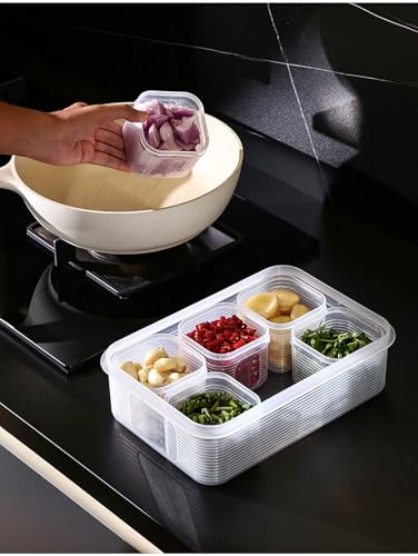 Image of HomeWiz Fridge Storage Containers 3500ml 6-Grid | Air Tight Storage Container Set | Fridge Organiser Storage Boxes | Food Grade BPA-Free Plastic Containers|Stackable & Transparent|Removable Mini Boxes