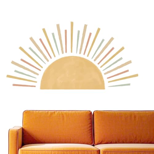 Lufdegim Wandtattoo Sonne Selbstklebend Wandaufkleber Wandsticker Sonne Boho Wandsticker für Wanddeko Babyzimmer Schlafzimmer, Klassenzimmer 108 x 55 cm