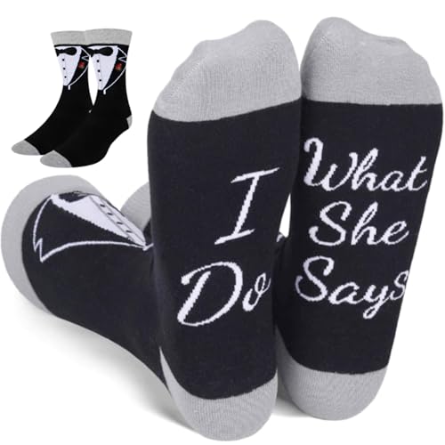 HAPPYPOP Herren Hochzeitssocken 'Ich Do' Brautpaar Geschenk, Schwarz, M