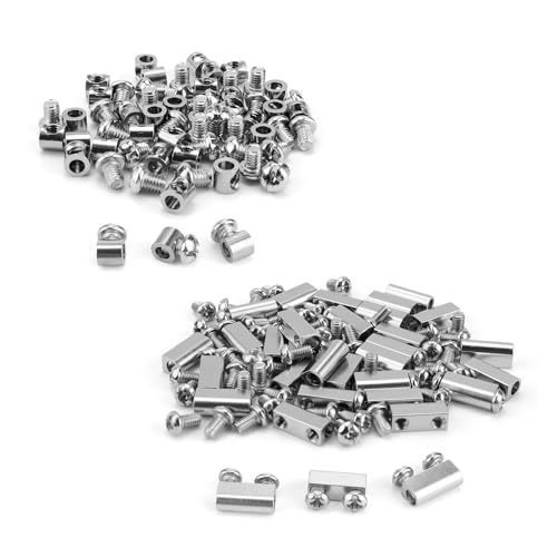 Clip per Fune Metalliche, JANDH 60 Pezzi Morsetti Serracavo, Due Tipi di Morsetti per Fune Metallica, Morsetto per Fune Metallica, Adatto per Funi Metalliche e Cavi di Diametro 1-2 mm