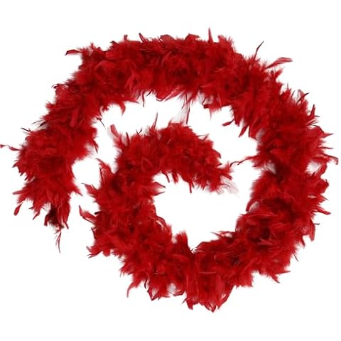 2 Yards 100g Turkey Chandelle Feather Trim for Women Costume Accessory,Party Dancing Dress Up, Holiday Decors-Red Cover
