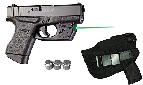 Laser Kit for Glock 42, 43, 43x (NOT The MOS or Any w/a Rail) & 48 Pistols w/Tactical Holster, Touch-Activated ArmaLaser TR5-G Green Laser Sight & 2 Extra Batteries