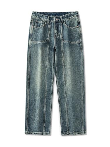 Jeans Pants Trousers Denim Spring and Autumn Men's High Street Loose Straight Versatile Handsome Men