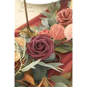 Floroom 6ft Artificial Eucalyptus Garland with Flowers Fake Greenery Burnt Orange Faux Floral Vine Garland for Table Decor Wedding Centerpieces Bridal Shower Party Decorations, Terracotta Floroom 6ft Artificial Eucalyptus Garland with Flowers Fake Greenery Burnt Orange Faux Floral Vine Garland for Table Decor Wedding Centerpieces Bridal Shower Party Decorations Terracotta