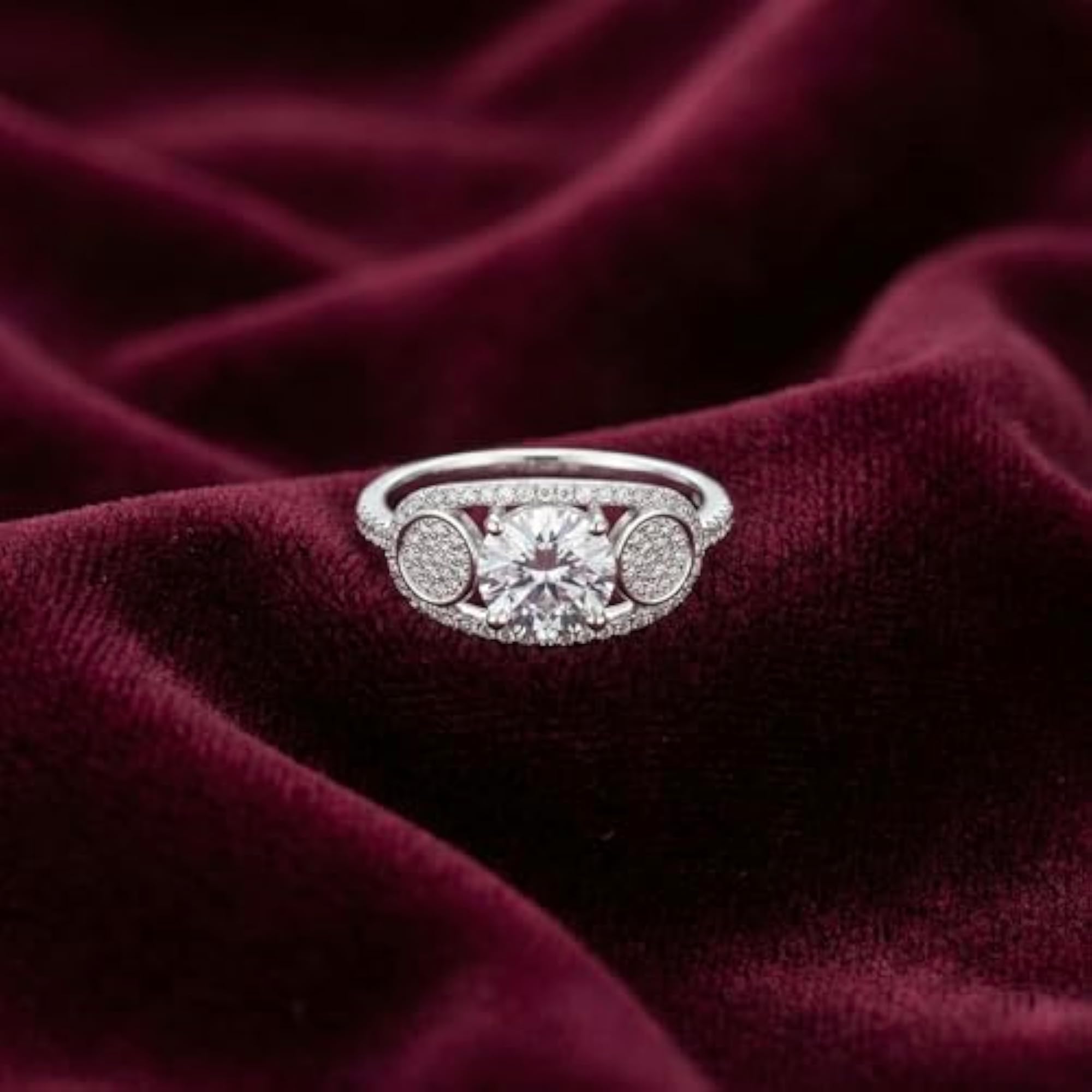 Women's 925 Sterling Silver Cubic Zirconia Three Stone Adjustable Ring