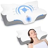 Anvo Cervical Neck Pillow for Neck and Shoulder Pain - Memory Foam Neck Pillows for Pain Relief Sleeping, Side Sleeper Pillow, Contour Orthopedic Firm Pillow for Back Stomach Sleeper - Blue