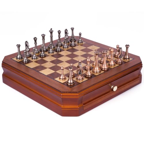 12 Inch Luxury Metal Chess Set with Storage Drawer, Weighted Zinc Alloy Pieces, Wooden Board, for Adults, Collectors & Family Game Night by GHOOI - Used condition - US$55.19