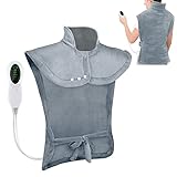 Almohadilla Térmica Espalda,Cobija Electrica para Cuello y Hombros,con 10 Niveles de Temperatura,3 Ajustes de...