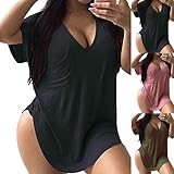 Longshirt Damen Oberteile Schulterfrei Tshirt Kurzarm/Langarm Shirt Bluse Tunika Damen T-Shirt Sommer Rundhals Tunika Lose Oberteil Asymmetrisch Bluse Tops Classics Damen Ladies Extended Shoulder Tee T-Shirt Damen T-Shirt mit Kordel-Schnürung Gestreift Damen S/S Mix Top T-Shirt T-Shirt Damen Sommer Oberteile Beliebt Tasten Diamant Drucken Kurzarm Tee Tops T-Shirts Casual Rundhals Shirt Hemd Bluse Female Teenager Mädchen