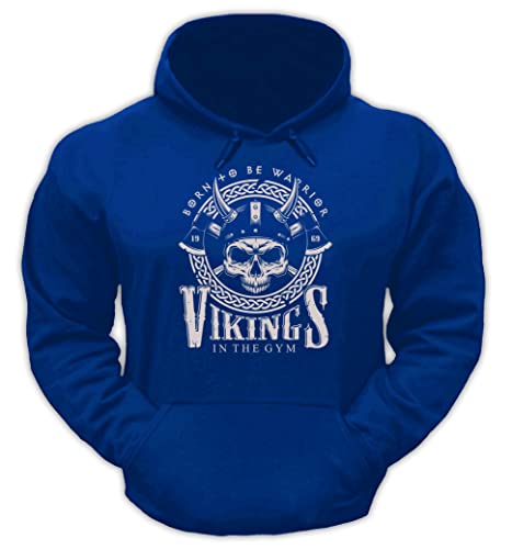 bebak Felpa da uomo con cappuccio da palestra | Viking Pullover Hoody Abbigliamento da palestra Uomo Bodybuilding Top Vestiti da allenamento Felpa S-5XL, Blu reale, M