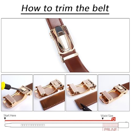 Image of DOOPAI Men's Ratchet Leather Belt Set - 2 Pack Sliding Belt Adjustable For Gift Mens Dress Casual 1 3 /8 inch,Cut for Fit