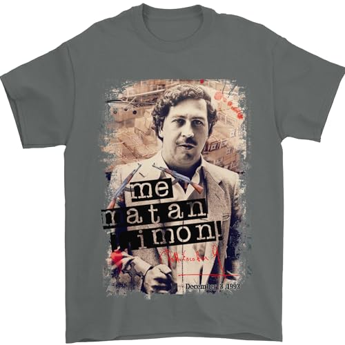 T-Shirt Uomo Pablo Escobar Me Matan Limon 100% Cotone, Carbone, L