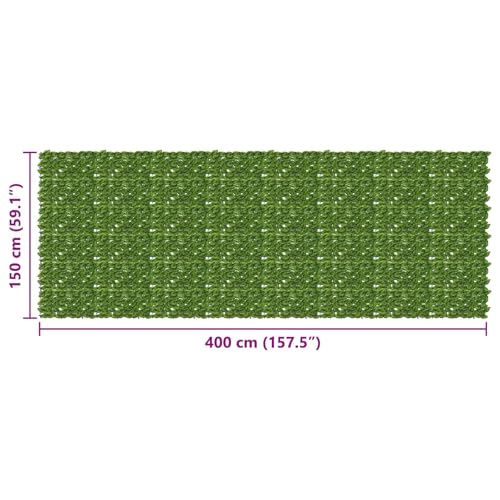 vidaXL Parawan balkonowy z liśćmi Zielony i Żółty 400 x 150 cm, Osłona Balkonowa, Nowoczesny Sztuczny Liść Odporny na Warunki, Ekran Bluszczu, Dekoracja Ogrodowa, Bariera Prywatności