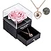 Rosa real preservada Eterna hecha a mano Rosa preservada con amor, collar de regalo, flor rosa real encantada para el día de San Valentín Aniversario Deshierbe cumpleaños Regalos románticos para ella