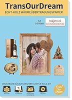 TransOurDream (10 Blatt, A4+1 Bauwollstoff Echt Holz Inkjet Wärmetransferpapier für Tintenstrahldrucker, bedruckbares Transferpapier zum Aufbügeln für Holz,Wood Transfer Paper (D-14-1.0-10)