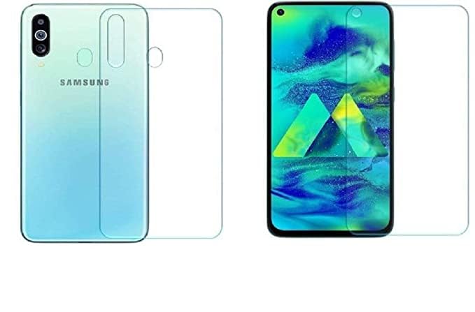 I Want It Front And Back Screen Guard Protector For Samsung Galaxy M40 Front Flexible Tempered Glass And Back Carbon Transparent Fiber Skin | Impossible Glass Unbreakable Screen Protector