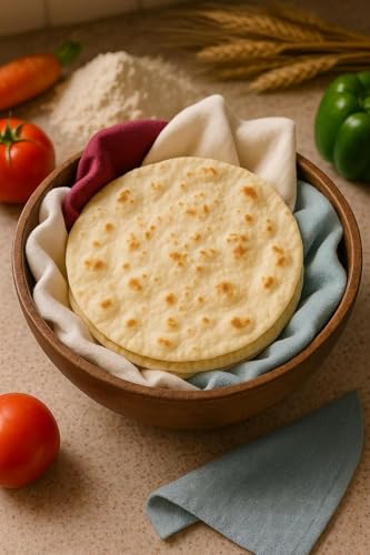 Image of Cotton Roti Cover, Double Layer, Soft & Breathable, 15x15 Inch, for Casserole, Tiffin & Dining, Assorted Colours Set of-2