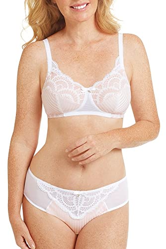 Amoena Karolina Wire-Free Pocketed Mastectomy Bra White/Light Nude 38C #TOP1