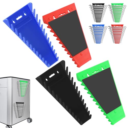 eROOSY 4 Stück Magnetischer Schraubenschlüssel-Organizer, Maulschlüssel Halter Magnetischer, Magnetischer Schraubenschlüssel, Metrisch (6-24mm) & SAE (1/4 bis 1-1/16 Zoll)
