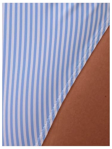 SweatyRocks Women's 2 Piece Bikini Set Striped Halter Triangle Swimsuit Backless High Cut Cheeky Bathing Suit4