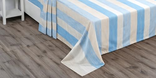 Image of BSB HOME Double Bedsheet 144 TC Microfiber with 2 Pillow Covers | Smooth, Lightweight & Quick-Dry Bed Sheet Set | Comfortable Bedding for Home, Guest Room & Daily Use - Ocean Breeze Stripe