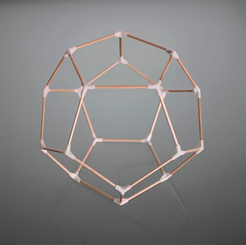 Kit para construcción de 5 poliedros regulares, Tetraedro, Hexaedro, Octaedro, Icosaedro y Dodecaedro. Altura entre caras de 17 cm.…