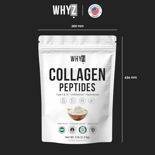 Image of Bovine Collagen Peptides Powder, 5 lb, Hydrolyzed Type I & III Protein, Grass-Fed Pasture-Raised Source, Unflavored Collagen Supplement Paleo-Friendly for Active Lifestyles & Wellness Non-GMO, 2268g