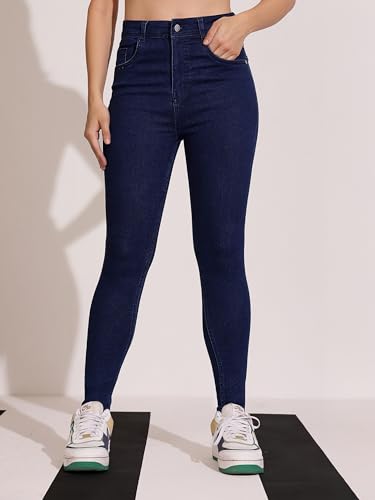 Image of Dolce Crudo Women's Skinny High Rise Bleached Cropped Stretchable Denim Jeans