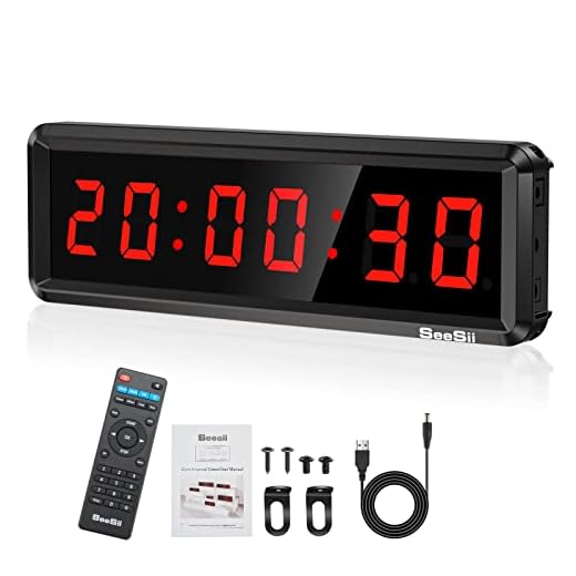 Seesii LED Gym Timer Display Second, 11''x 3.5''Ultra-Clear Interval Timer with Remote, Countdown/Up Wall Clock with Buzzer, Connectable Bank Power Fitness Timer Stopwatch for Gym Home Garage