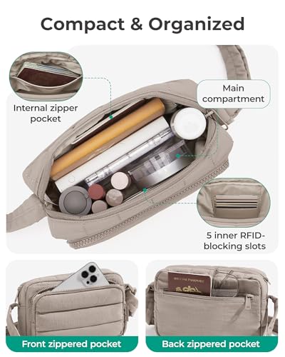 BAGSMART Puffer Crossbody Bag Brown
