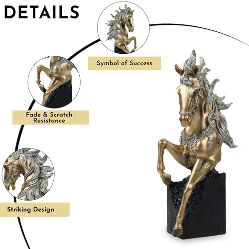 Image of ARMONIA Regal Horse Statue, Gold and Silver Finish, Premium European Design,Decor Accents for Luxury Room, Size 36 x 18 x 8 cm Decorative Figurine