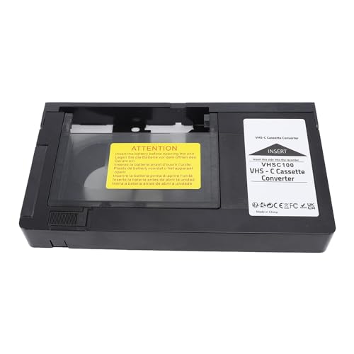 VHSC Cassette Adapter for VHS C and SVHS Tapes, One Touch Control, Bridge to the Past, Compatible with CP6BKU, CP6U, PVP1, VCA115, 4 Pcs Lens Clean Cloth