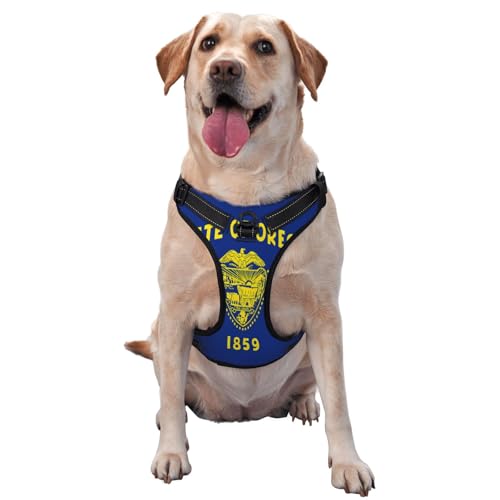 Oregon State Flag - Arnés para perros pequeños, medianos y grandes, correas reflectantes, ajuste ajustable con hebillas de liberación rápida
