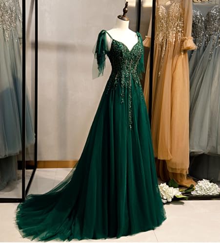 Green Beading Tulle Corset Prom Evening Party Dress Gala Pageant Quinceanera Sweet 15 Gown3