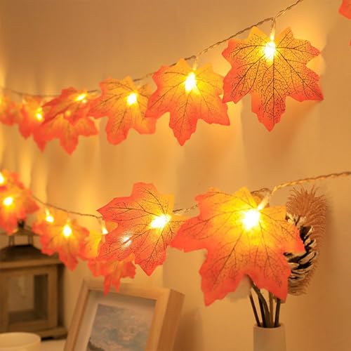 Koboko Ahornblätter Lichterkette Herbst, 3M 20LED Herbst Deko Lichterkette, Ahornblatt Girlande...