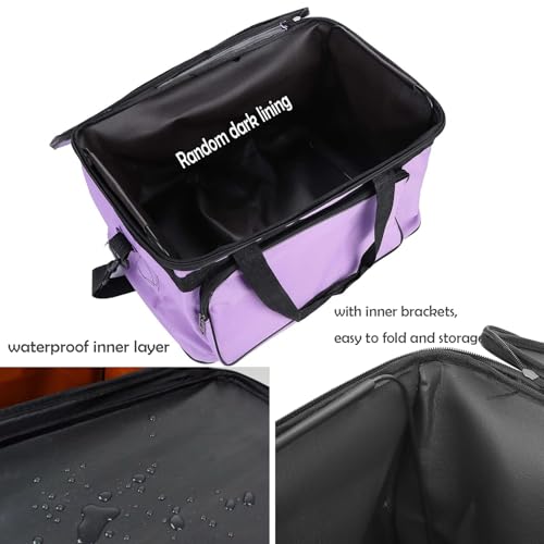 Image of Art Supplies Organizer Bag Craft Tool Storage Tote Carrying Case Artist Travel Carrier Waterproof Paint Box Foldable For Drawing Sketch Painting Large Capacity, purple, 18.5x11.8x10.6inch(47x30x27cm)