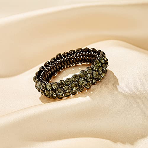 Flyonce Bridal Bracelet for Wedding, Sparkly Crystal Rhinestone Stretch Bracelets for Women4