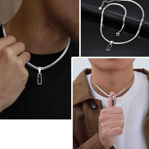 Collier pendentif carré géométrique acier inoxydable tendance mixte