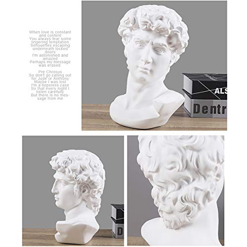 Cozylkx 11.4 Inch Premium Resin Greek Michelangelo David Bust Statue Replica Sculpture Home Art Decor, White #TOP4