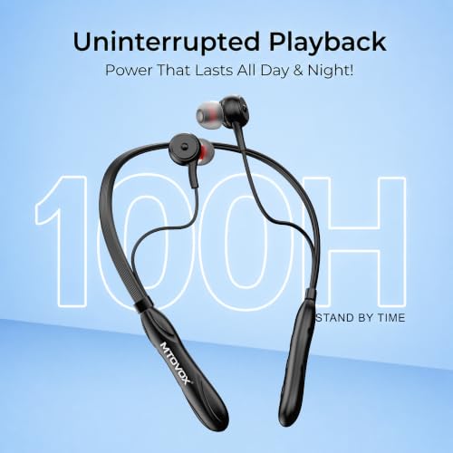 Image of MTX-9090 Wireless Neckband Bluetooth Earphones | 150H Playtime | Magnetic Power On /Off | AI Noise Cancellation | Deep Bass | Neckband Bluetooth Headphones for Work, Gym & Travel