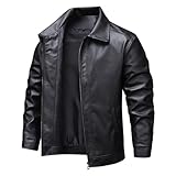 NUSGEAR Chaqueta De Motociclista Estilo Retro Vintage De Cuero Para Hombre Cazadora Aviador Abrigos De Piel Sintética Para Hombre Cazadora Chaqueta De Sin Capucha Para Con Cremallera Completa Abrigo
