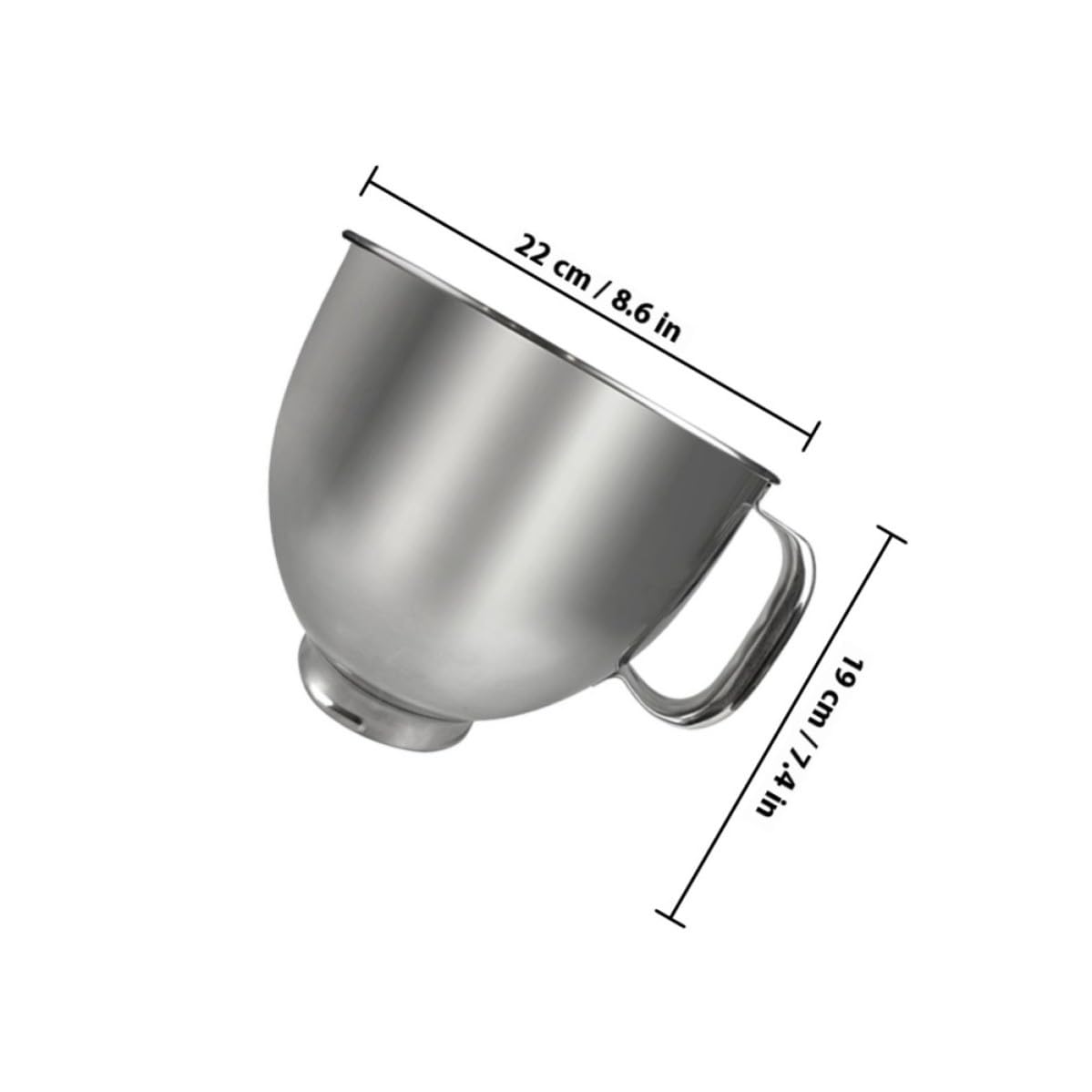 Tazón de Batidora de Acero Inoxidable 5l, Base Plana, Plata