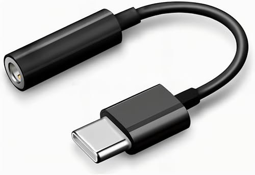 USB-C to 3.5mm Female Headphone Jack Adapter (1 Pack, Black), Type C to Aux Audio Dongle Cable Compatible with iPhone 17/16/15 Series, Pixel, Samsung Galaxy S25/S24/S23/S22/S21/S20/S20+/S20 Ultra