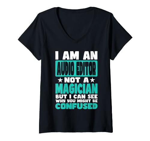 Trabajo divertido dicho para editor de audio Camiseta Cuello V