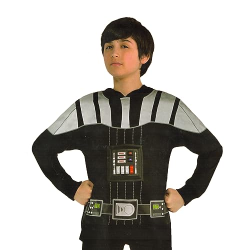 Star Wars Darth Vader Hoodie for Boys Kids ~ 1 Pc Pullover Star Wars Jacket with 3D Chest Panel | Halloween Costume Cosplay Black